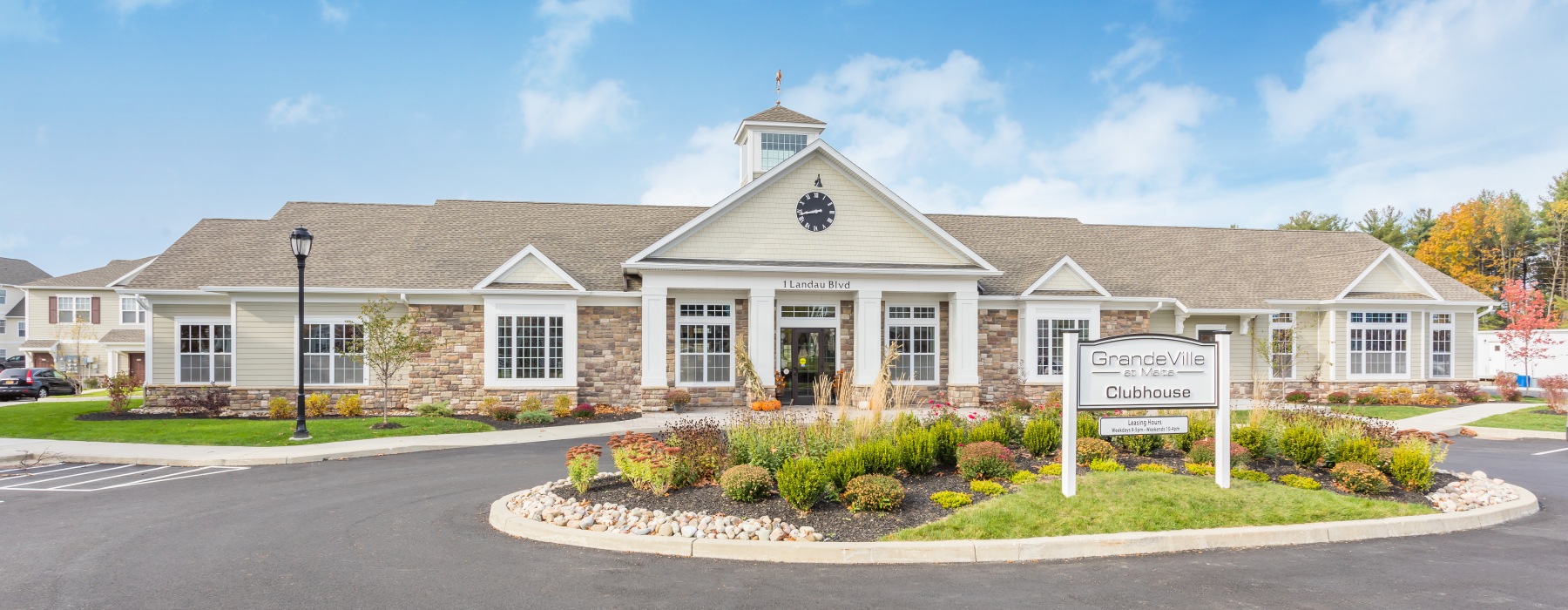 leasing office exterior and driveway