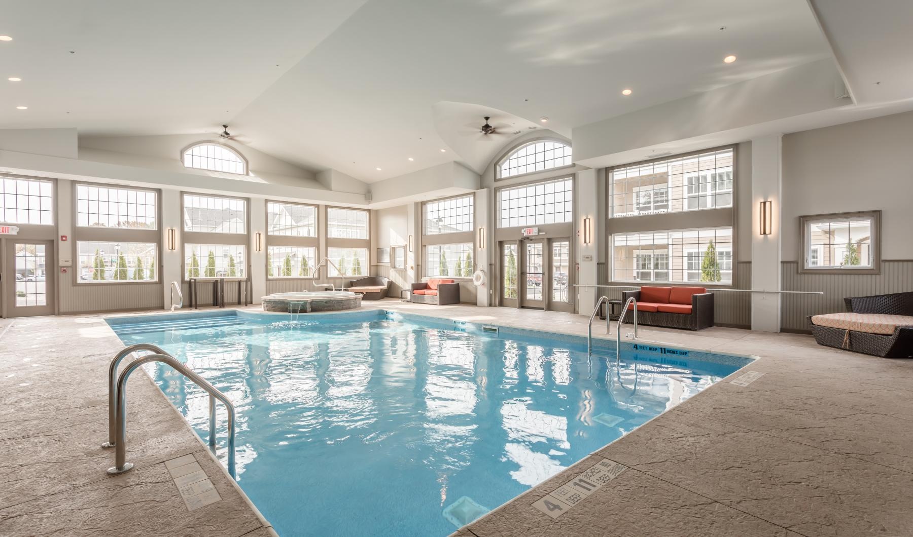 a large indoor swimming pool
